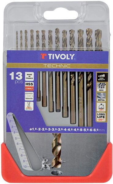 Tivoly metāla urbju komplekts COBALT HSCOB 5% Clipster PRO - 13.gab, Ø1.5-6.5mm