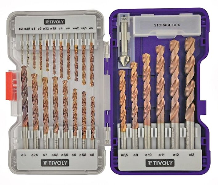 Tivoly urbju komplekts metālam FURIUS (FUSIO) HSS - 25.gab, Ø1-13mm + zeņķis 15mm