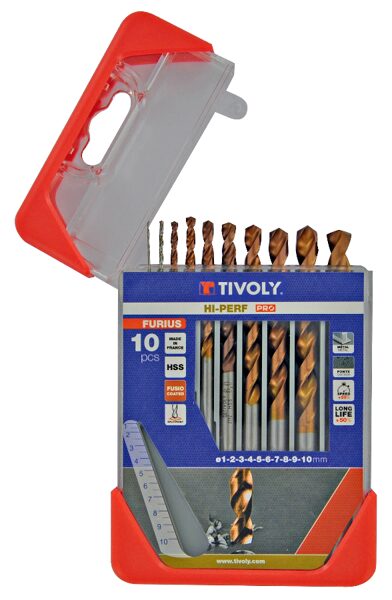 Tivoly urbju komplekts metālam FURIUS HSS Clipster PRO - 10.gab, Ø1-10mm