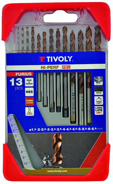 Tivoly urbju komplekts metālam FURIUS HSS Clipster PRO - 13.gab, Ø1.5-6.5mm