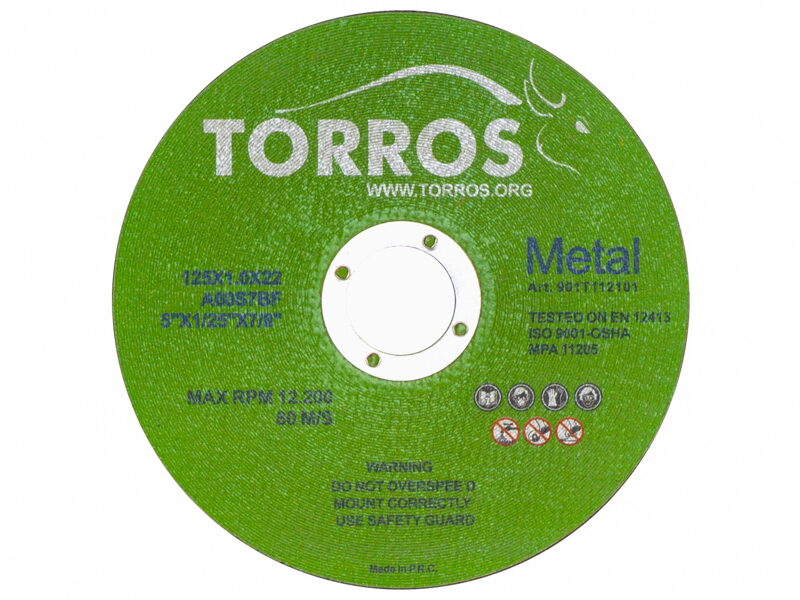 Griešanas disks metālam TORROS 125x1,0x22,2