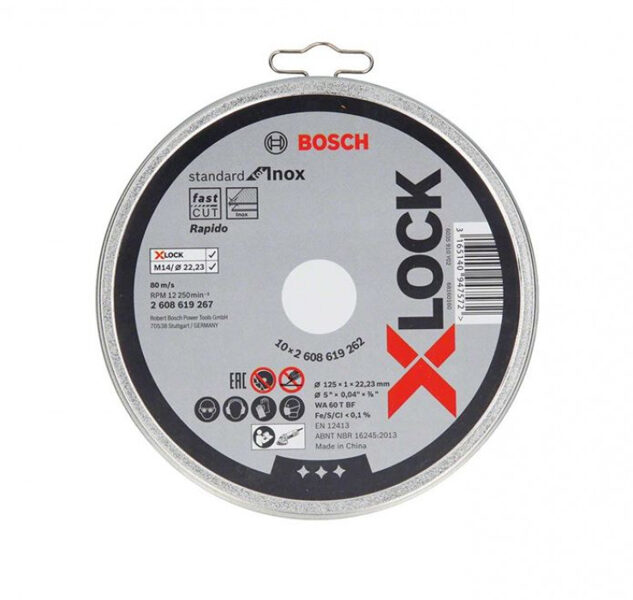 10gab. Bosch X-Lock Griešanas diski metālam 125x1.0x22.2 3 mm. (WA 60 T BF)