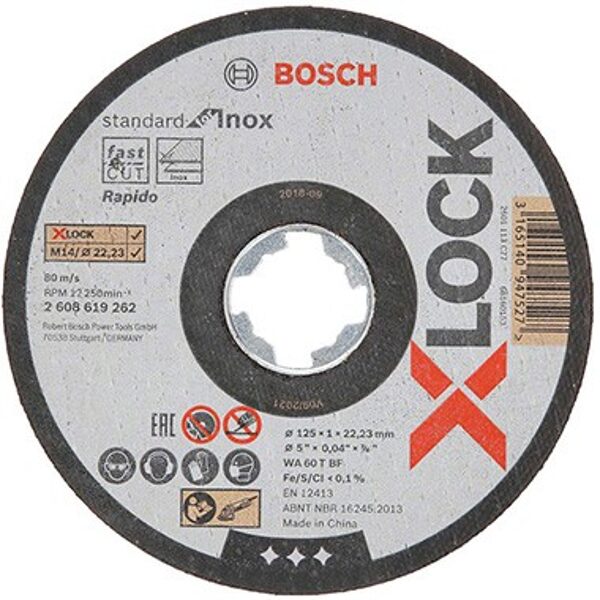 Bosch X-Lock отрезной диск по металлу 125x1.0x22.2 3 mm. (Standard for Inox)