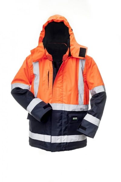 Ziemas jaka ar kapuci 8945, zila/oranža, S izmērs S